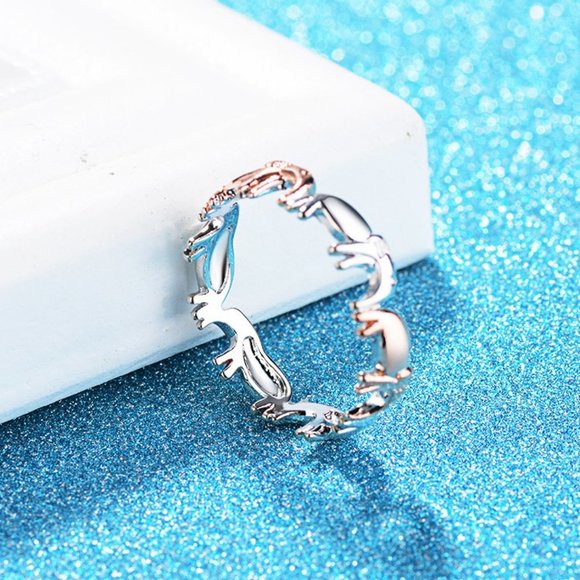 NEW Silver & Rose Gold Elephant Eternity Band Ring - Picture 6 of 7